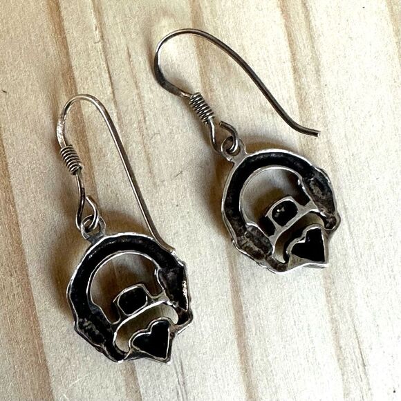 Sterling Silver Claddagh Earrings with Black Onyx Hearts - Picture 8 of 8